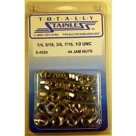 Totally Stainless Totally Stainless 1/4-20,  5/16-18,  3/8-16,  7/16-14 &  1/2-13  Stainless Jam Nuts - 8-4024