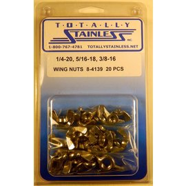 Totally Stainless Totally Stainless 1/4-20, 5/16-18, & 3/8-16 Stainless Wing Nuts - 8-4139