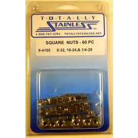Totally Stainless Totally Stainless 8-32, 10-24 & 1/4-20 Stainless Square Nuts - 8-4155