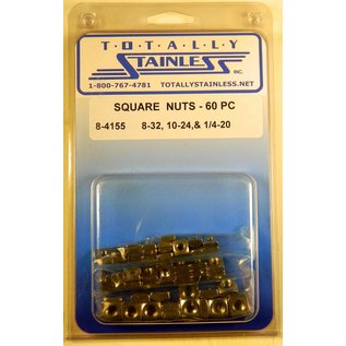 Totally Stainless 8-32, 10-24 & 1/4-20 Stainless Square Nuts - 8-4155