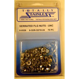 Totally Stainless Totally Stainless 6-32, 8-32 & 10-24 Stainless Serrated Flange Nuts - 8-0526