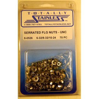 Totally Stainless 6-32, 8-32 & 10-24 Stainless Serrated Flange Nuts - 8-0526