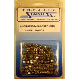 Totally Stainless Totally Stainless 6-32, 8-32, 10-24 & 10-32 Stainless Kep Nuts - 8-4136
