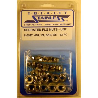 Totally Stainless 1/4 - 3/8 Stainless Serrated Flange Nuts Fine Thread - 8-0527