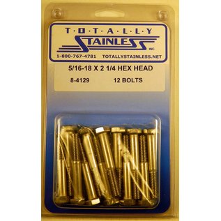 Totally Stainless 5/16-18 x 2-1/4" Stainless Hex Head Bolts - 8-4129