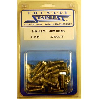 Totally Stainless 5/16-18 x 1" Stainless Hex Head Bolts - 8-4124