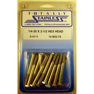 Totally Stainless 1/4-20 x 2-1/2" Stainless Hex Head Bolts - 8-4111