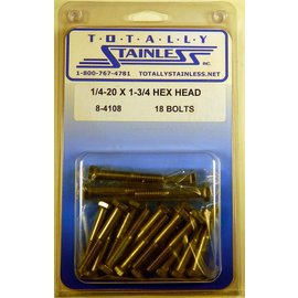 Totally Stainless Totally Stainless 1/4-20 x 1 3/4 Stainless Hex Head Bolts - 8-4108