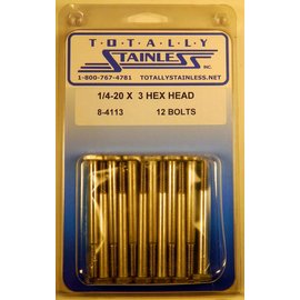 Totally Stainless Totally Stainless 1/4-20 x 3 Stainless Hex Head Bolts - 8-4113