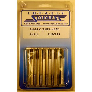 Totally Stainless 1/4-20 x 3" Stainless Hex Head Bolts - 8-4113