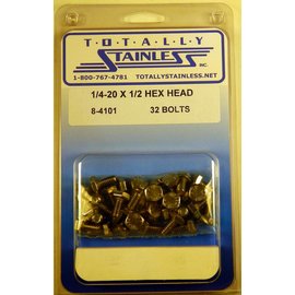 Totally Stainless Totally Stainless 1/4-20 x 1/2 Stainless Hex Head Bolts - 8-4101