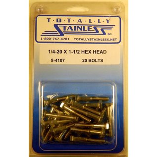 Totally Stainless 1/4-20 x 1-1/2" Stainless Hex Head Bolts - 8-4107