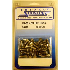Totally Stainless Totally Stainless 1/4-20 x 3/4 Stainless Hex Head Bolts - 8-4103