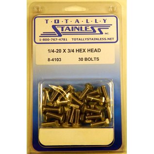 Totally Stainless Totally Stainless 1/4-20 x 3/4 Stainless Hex Head Bolts - 8-4103