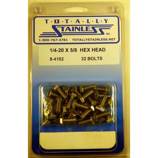 Totally Stainless Totally Stainless 1/4-20 x 5/8 Stainless Hex Head Bolts - 8-4102