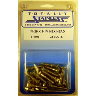 Totally Stainless 1/4-20 x 1-1/4" Stainless Hex Head Bolts - 8-4106
