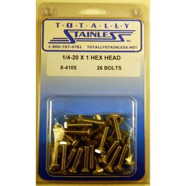Totally Stainless Totally Stainless 1/4-20 x 1 Stainless Hex Head Bolts - 8-4105