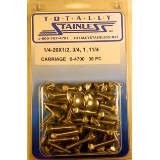 Totally Stainless 1/4-20 Stainless Assorted Carriage Head Bolts - 8-4700