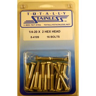 Totally Stainless 1/4-20 x 2" Stainless Hex Head Bolts - 8-4109