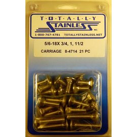 Totally Stainless Totally Stainless 5/16-18 Stainless Assorted Carriage Head Bolts - 8-4714