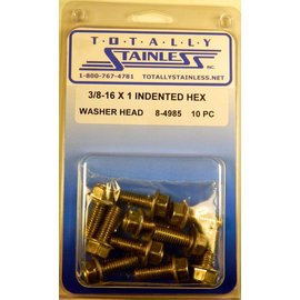 Totally Stainless 3/8-16 x 1" Stainless Indented Hex Washer Head Bolts - 8-4985