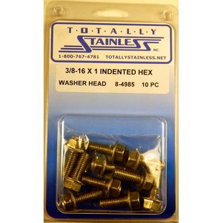 Totally Stainless 3/8-16 x 1" Stainless Indented Hex Washer Head Bolts - 8-4985