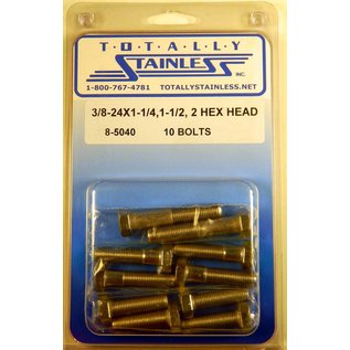 Totally Stainless 3/8-24 x 1-1/4", 1-1/2" & 2" Stainless Hex Head Bolts - 8-5040