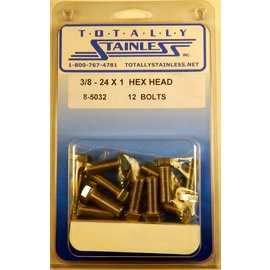 Totally Stainless Totally Stainless 3/8-24 x 1" Stainless  Hex Head Bolts - 8-5032