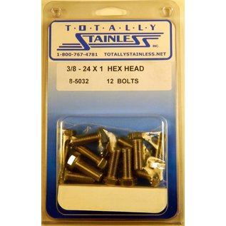 Totally Stainless 3/8-24 x 1" Stainless  Hex Head Bolts - 8-5032