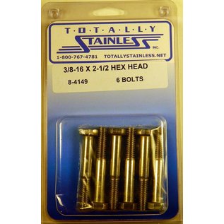 Totally Stainless 3/8-16 x 2-1/2" Stainless Hex Head Bolts - 8-4149