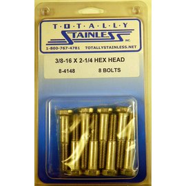 Totally Stainless Totally Stainless 3/8-16 x 2 1/4" Stainless Hex Head Bolts - 8-4148