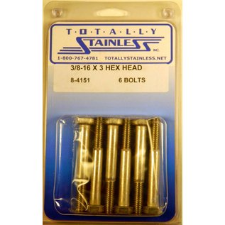 Totally Stainless 3/8-16 x 3" Stainless Hex Head Bolts - 8-4151