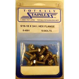 Totally Stainless 5/16-18 x 3/4" Stainless Indented Hex Flange Head Bolts - 8-4991