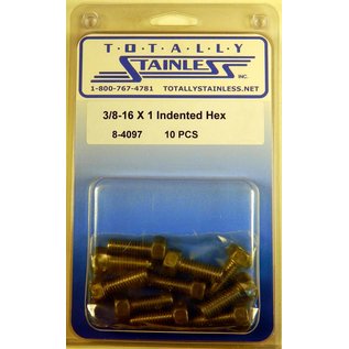 Totally Stainless 3/8-16 x 1" Stainless Indented Head Hex Bolts - 8-4097