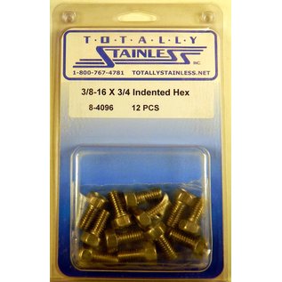 Totally Stainless 3/8-16 x 3/4" Stainless Indented Head Hex Bolts - 8-4096