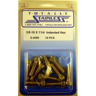 Totally Stainless 3/8-16 x 1-1/4" Stainless Indented Head Hex Bolts - 8-4098