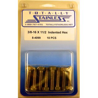 Totally Stainless 3/8-16 x 1-1/2" Stainless Indented Head Hex Bolts - 8-4099