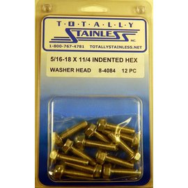 Totally Stainless 5/16-18 x 1 1/4 Stainless Indented Hex Washer Head Bolts