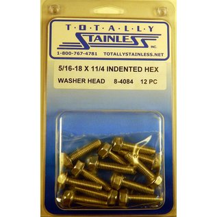 Totally Stainless 5/16-18 x 1-1/4 Stainless Indented Hex Washer Head Bolts - 8-4084