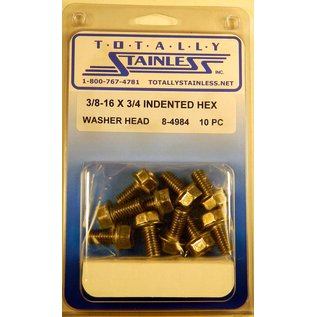 Totally Stainless 3/8-16 x 3/4" Stainless Indented Hex Washer Head Bolts - 8-4984