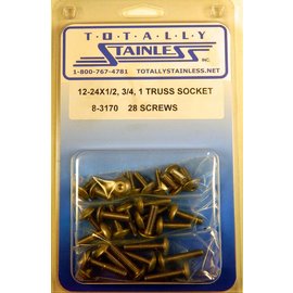 Totally Stainless 12-24 x 1/2", 3/4", & 1" Stainless Truss Head Allen Machine Screws - 8-3170