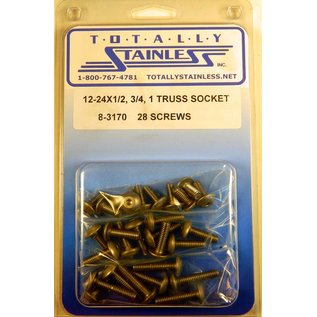 Totally Stainless Totally Stainless 12-24 x 1/2, 3/4, & 1" Stainless Truss Head Allen Machine Screws - 8-3170