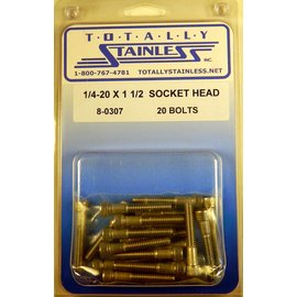 Totally Stainless 1/4-20 x 1 1/2" Stainless Socket Head Bolts - 8-0307