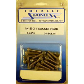 Totally Stainless 1/4-20 x 1" Stainless Socket Head Bolts - 8-0305