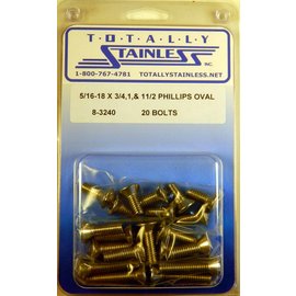 Totally Stainless 5/16-18 Stainless Assorted Philips Oval Head Bolts