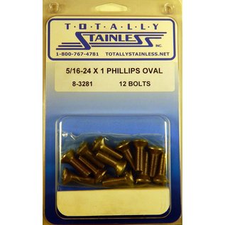 Totally Stainless 5/16-24 x 1" Stainless Phillips Oval Head Bolts