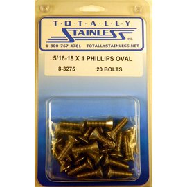 Totally Stainless 5/16-18 x 1" Stainless Phillips Oval Head Bolts