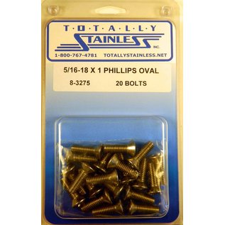 Totally Stainless 5/16-18 x 1" Stainless Phillips Oval Head Bolts