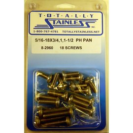 Totally Stainless 5/16-18 x 3/4", 1" & 1-1/2" Stainless  Phillips Pan Head Bolts - 8-2960