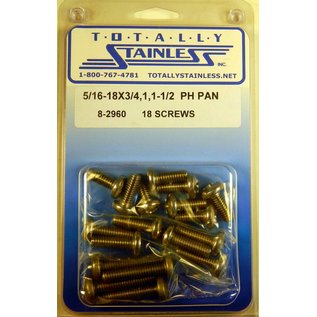 Totally Stainless 5/16-18 x 3/4", 1" & 1-1/2" Stainless  Phillips Pan Head Bolts - 8-2960